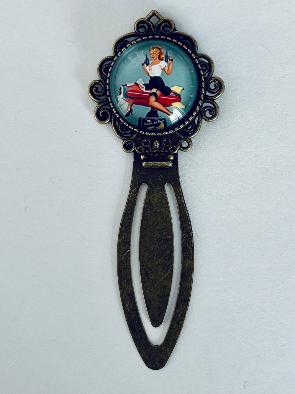 Retro Lady Pin-Up Metal Bookmark, NWT